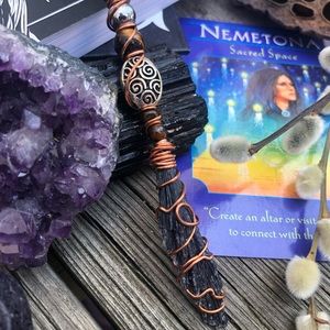 Wire Wrapped Black Kyanite Witch’s Broom Besom Necklace